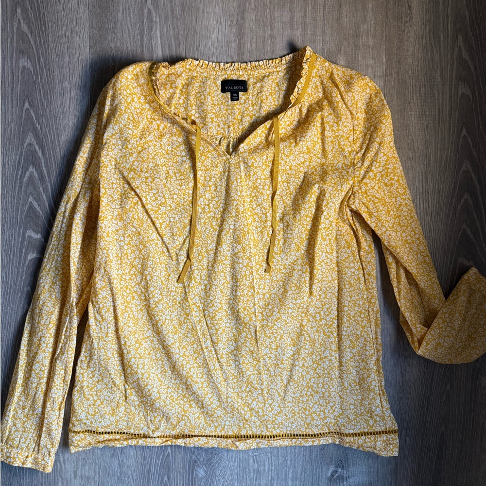 Talbots Yellow Floral Blouse